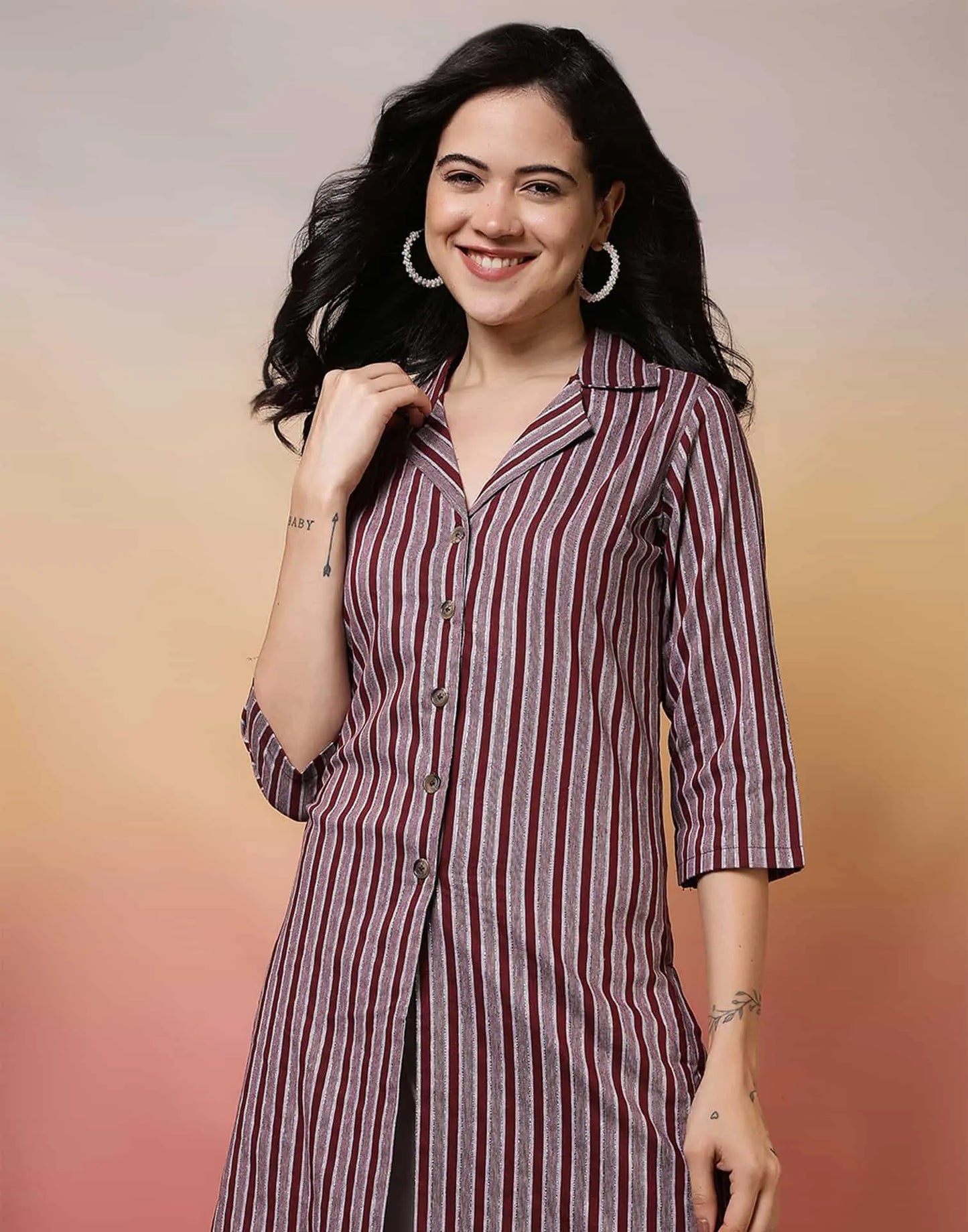 Cotton Woven Design Straight Kurti