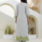 Affordable Grey Cotton Woven Straight Kurta Set Round-Neck Woven Cotton Kurti with Pant & Dupatta