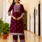 Silk Blend Pigment Printed and Printed Lace Straight Kurta with Pant & Dupatta