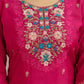 Pink Silk Embroidered Kurta Set with Pant and Dupatta for Wedding