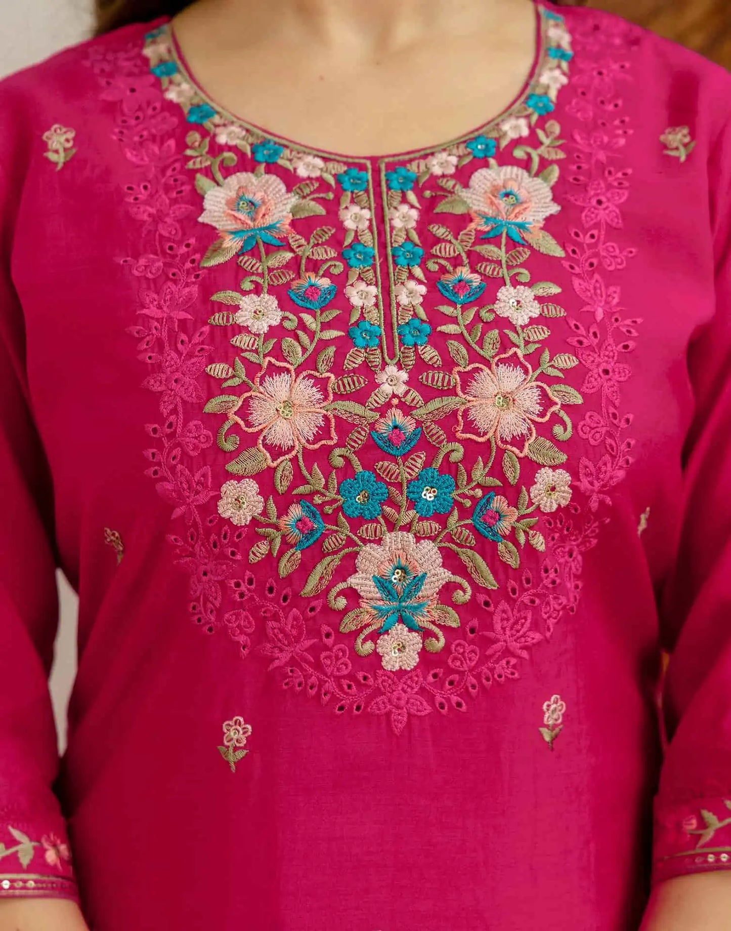 Pink Silk Embroidered Kurta Set with Pant and Dupatta for Wedding