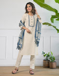 Cotton Flex Embroidered Straight 3 Piece Kurta Set