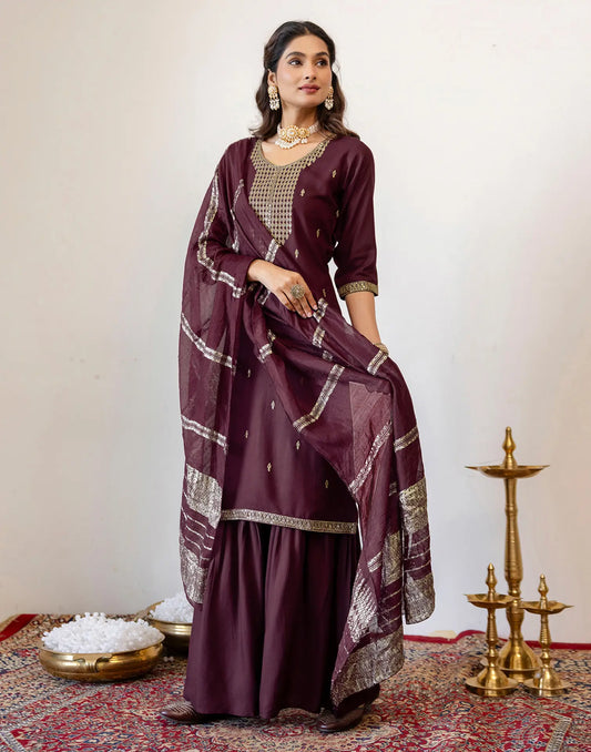 Rayon Embroidered Straight 3 Piece Kurta Set