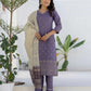 Skylee Purple Silk Printed Straight Kurta Set for Women