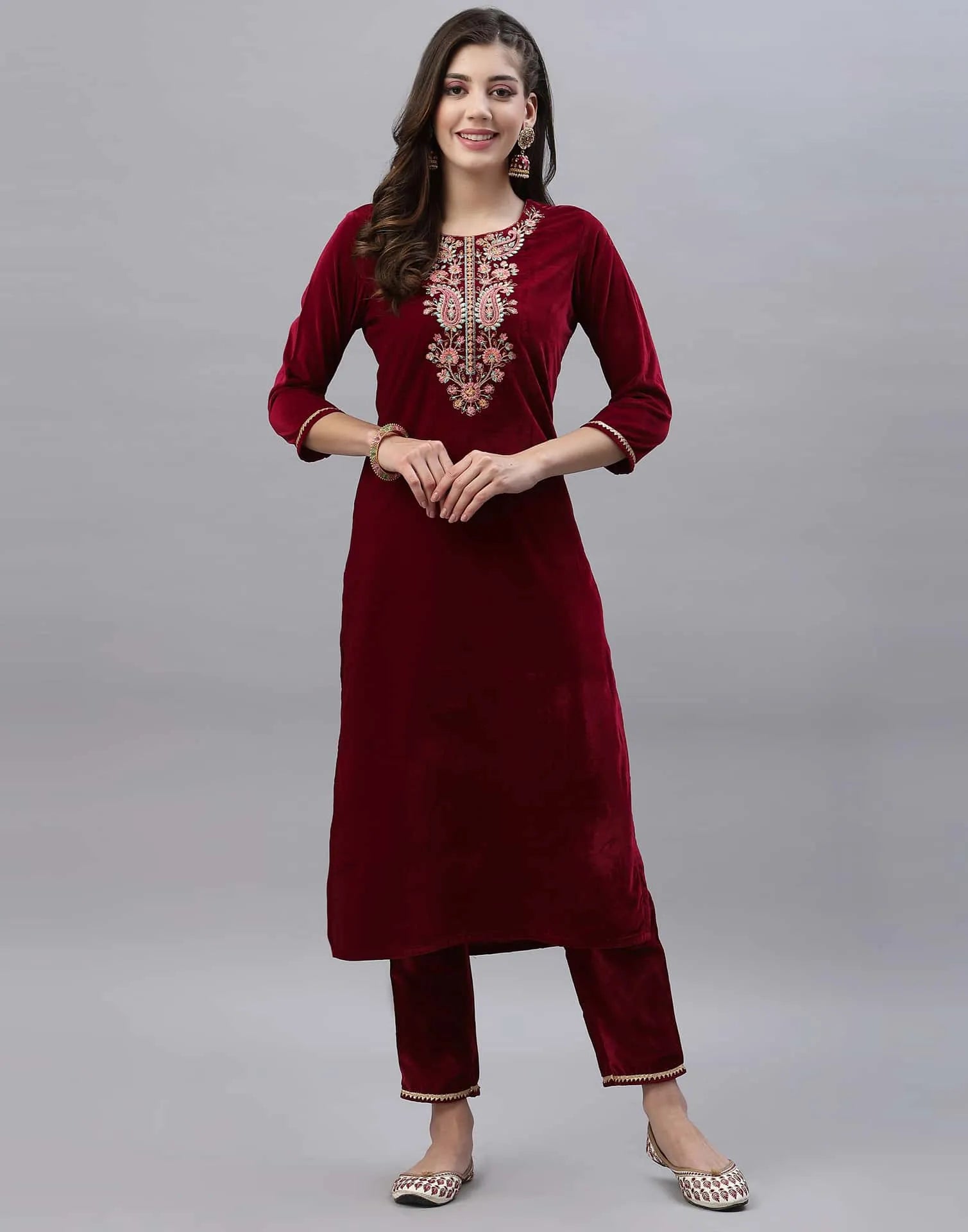 velvet kurta set for women