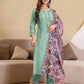 Green Silk Embroidered Straight Kurta Set with Pant and Dupatta