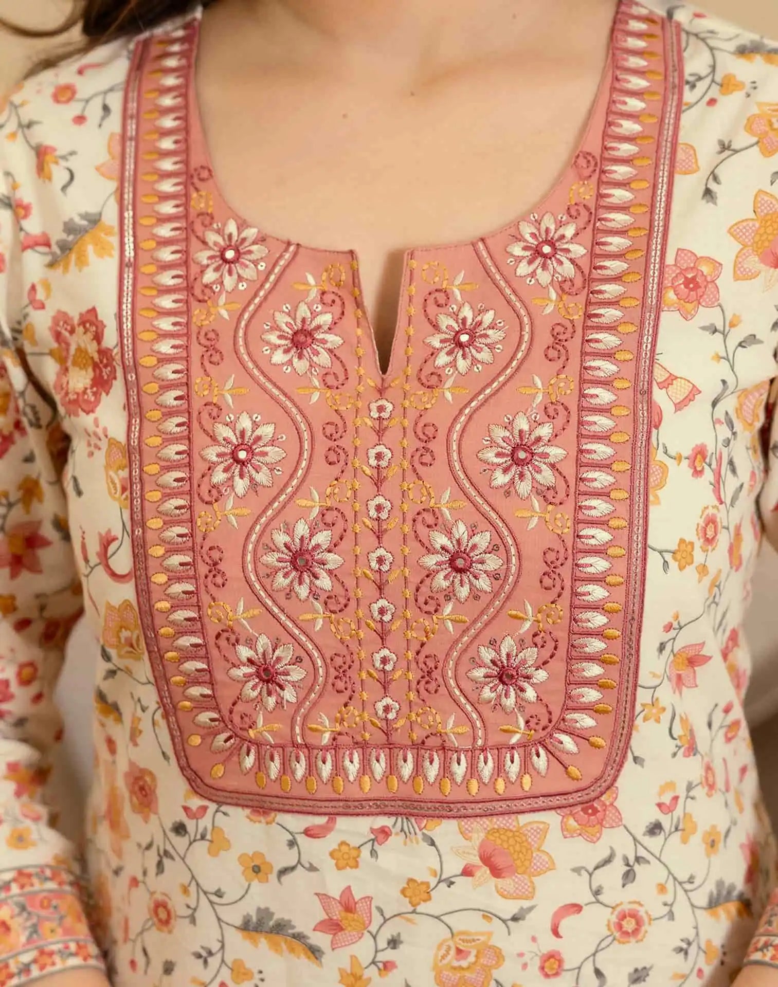 Multi Cotton Printed Straight Kurta with Pant & Dupatta