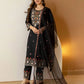 Black Silk Embroidered Straight Kurta Set with Pant & Dupatta under 1299 