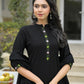 Cotton Embroidered Mandarin Collar Straight Kurta with Pant & Dupatta