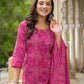Cotton Straight Printed Round Neck Kurta with Pant & Dupatta