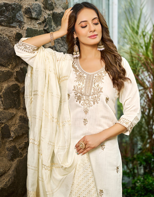 Silk Blend Sequence Straight 3 Piece Kurta Set