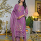 Shimmer Chiffon Straight Embroidery Round Neck Kurta with Pant & Dupatta