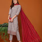 Embroidered Cotton Kurta Set with Dupatta under 999 V-Neck Kurti Set
