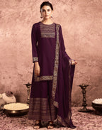 Poly Rayon Foil Print Straight 3 Piece Kurta Set