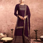 Purple Cotton Printed Straight Kurta with Pant & Dupatta  Festive Wear under 1000