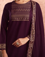 Poly Rayon Foil Print Straight 3 Piece Kurta Set