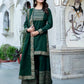 Dark Green Cotton Printed Straight Kurta with Pant & Dupatta Festive Wear for Women