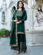 Poly Rayon Foil Print Straight 3 Piece Kurta Set