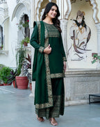 Poly Rayon Foil Print Straight 3 Piece Kurta Set