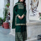 Dark Green Cotton Printed Straight Kurta with Pant & Dupatta Festive Wear for Women