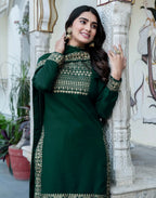Poly Rayon Foil Print Straight 3 Piece Kurta Set