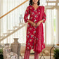Red Cotton Printed Straight Kurta Set with Pant & Dupatta for Wome Casual & Daily Wear Floral Design Under 799