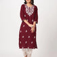 Cotton Embroidered Straight Kurti