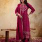Pink Silk Embroidered Kurta Set with Pant & Dupatta