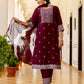 Silk Blend Pigment Printed and Printed Lace Straight Kurta with Pant & Dupatta