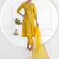 Yellow Silk Blend Embroidery and Mirror Work Straight Kurta Set for Women with Pant & Dupatta