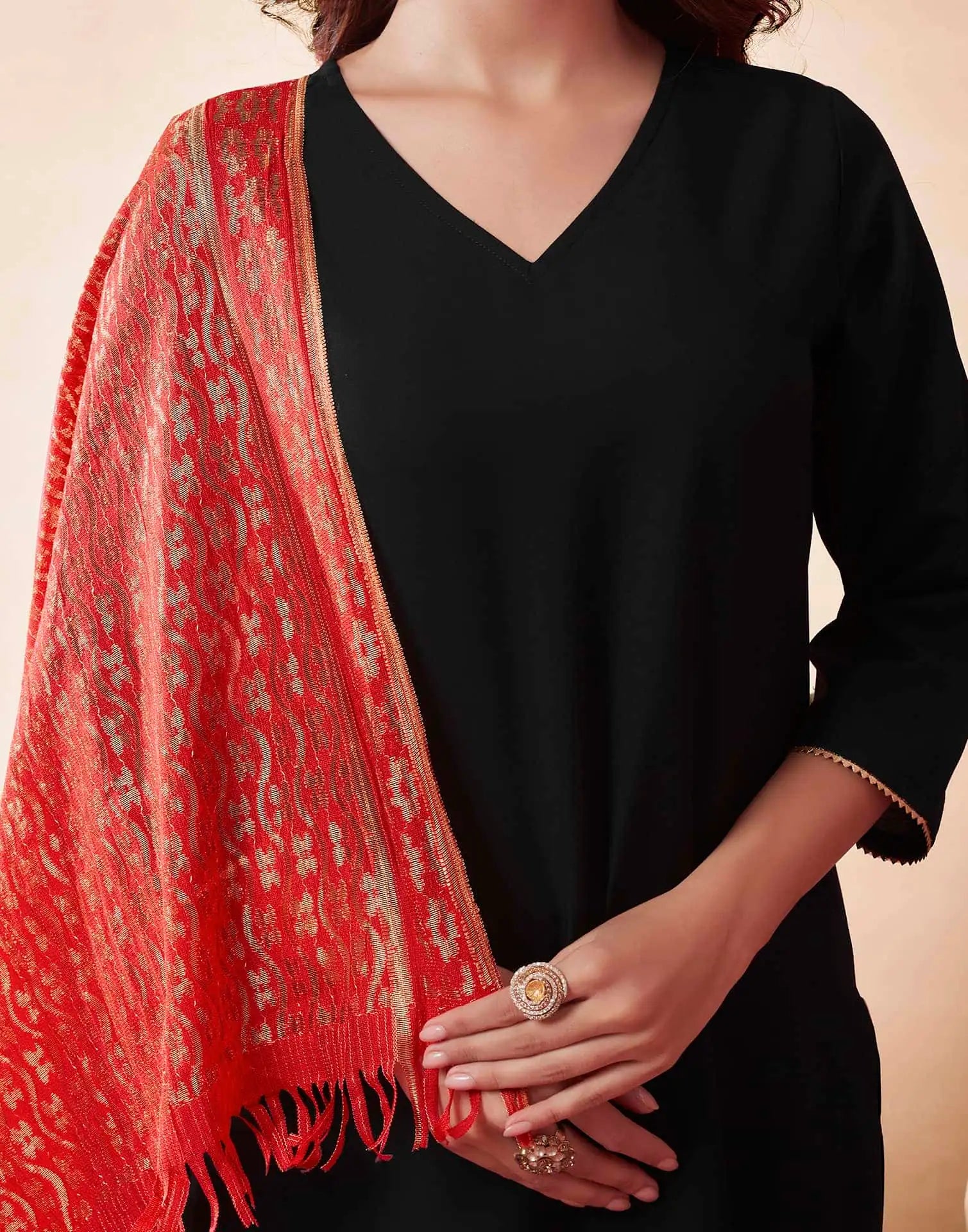 Affordable Black Rayon Dyed Kurta Set with dupatta 