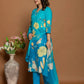 Blue Cotton Printed Straight Kurta Set with Pant & Dupatta for Women Affordable Daily Wear Outfit