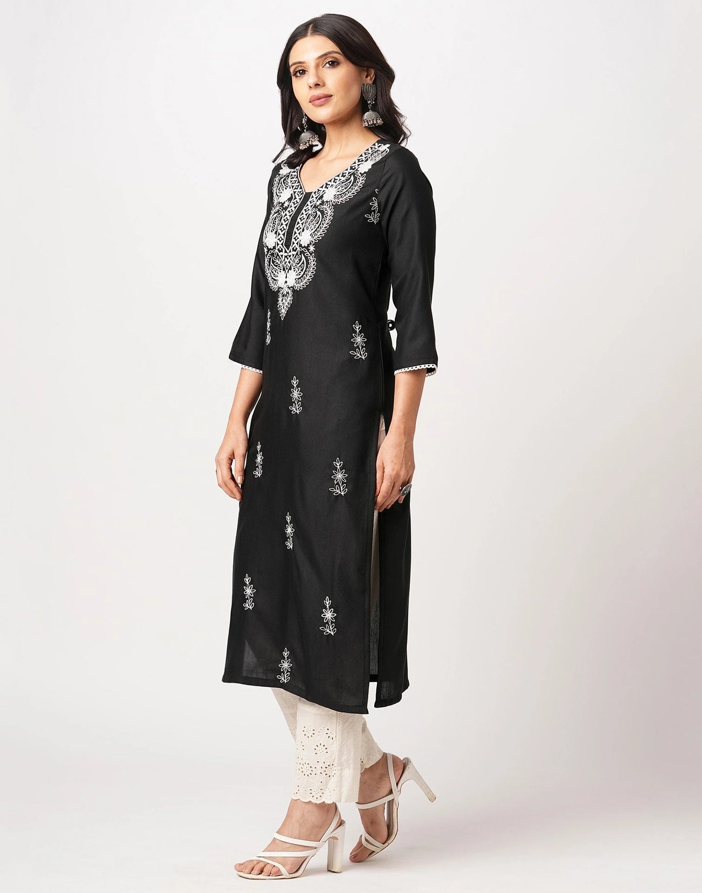 Cotton Embroidered Straight Kurti