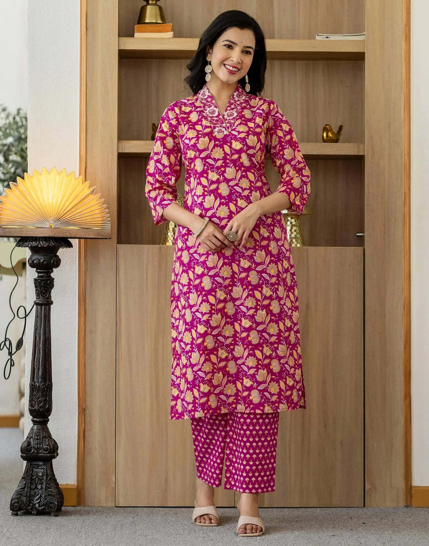 Cotton Printed and Embroidery Lace Anarkali Kurta with Pant & Dupatta