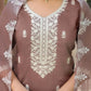Chinnon Embroidered Straight Round Neck Kurta with Pant & Dupatta