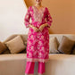 Pink Organza Printed Straight Kurta Set with Pant and Dupatta under 1299 