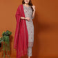Embroidered Cotton Kurta Set with Dupatta under 999 V-Neck Kurti Set