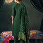 Silk Blend Embroidered Straight Kurta with Pant & Dupatta