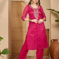 Pink Silk Bandhani Printed Straight Kurta Set with Pant & Dupatta under 1299