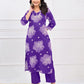 Cotton Straight Printed V-Neck Kurta with Pant & Dupatta