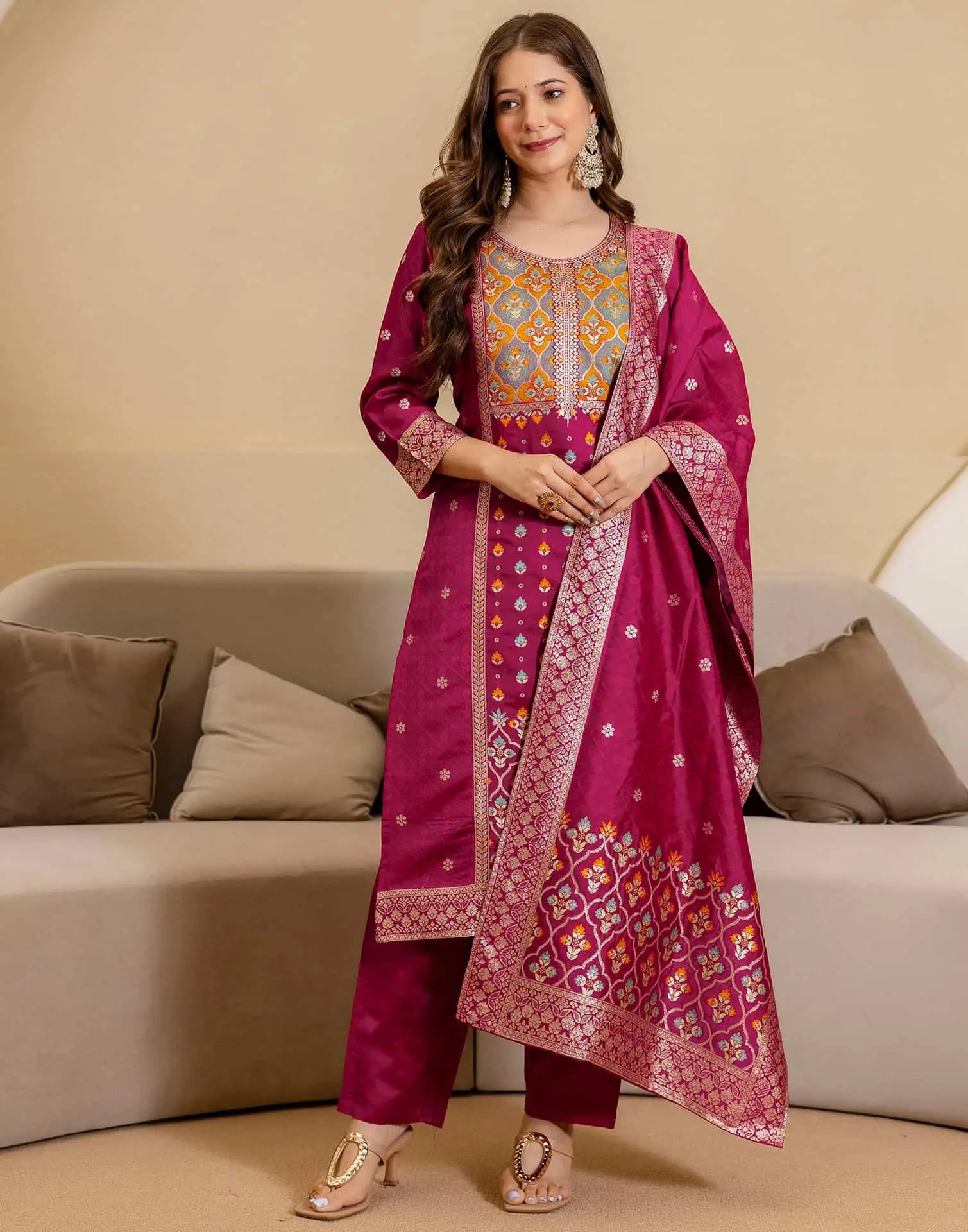 affordable slik kurta set 