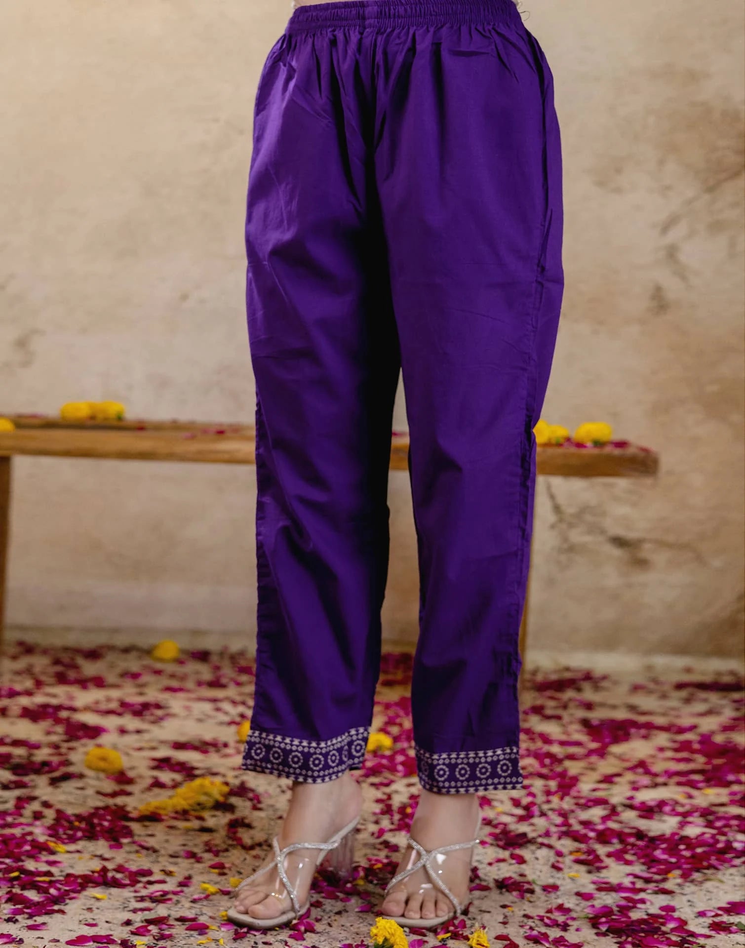 Affordable Purple Cotton Printed Straight Kurta Set Bandhani Print