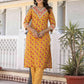 Cotton Blend Foil Printed and Printed Lace Straight Kurta with Pant & Dupatta