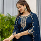 Silk Embroidered Straight Kurta with Pant & Dupatta