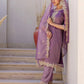Affordable Ethnic Wear Purple Net Sequins Embroidered Kurta Set with Lace, Pant & Dupatta