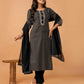 Black Cotton Printed Straight Kurta Set with Pant & Dupatta for Women  Round Neck, Casual & Office Wear Under 1299