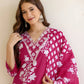 Cotton Straight Printed V-Neck Kurta with Pant & Dupatta
