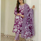 Cotton Straight Printed V-Neck Kurta with Pant & Dupatta