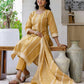 Yellow Cotton Straight Kurta Set with Pant and Dupatta under 1250 