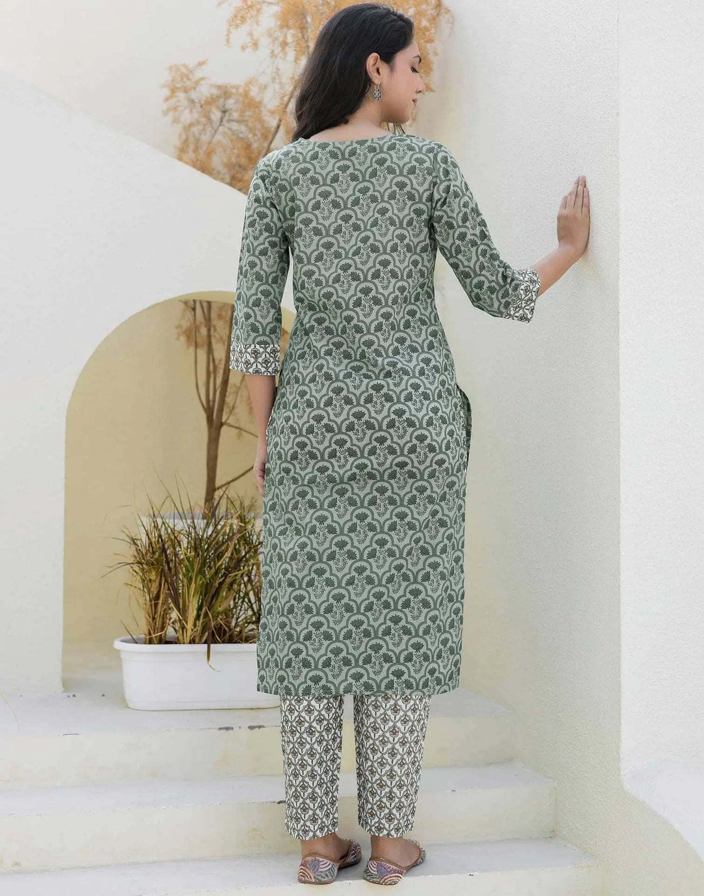 Cotton Printed, Tassels, Fabric Lace Straight Kurta with Pant & Dupatta